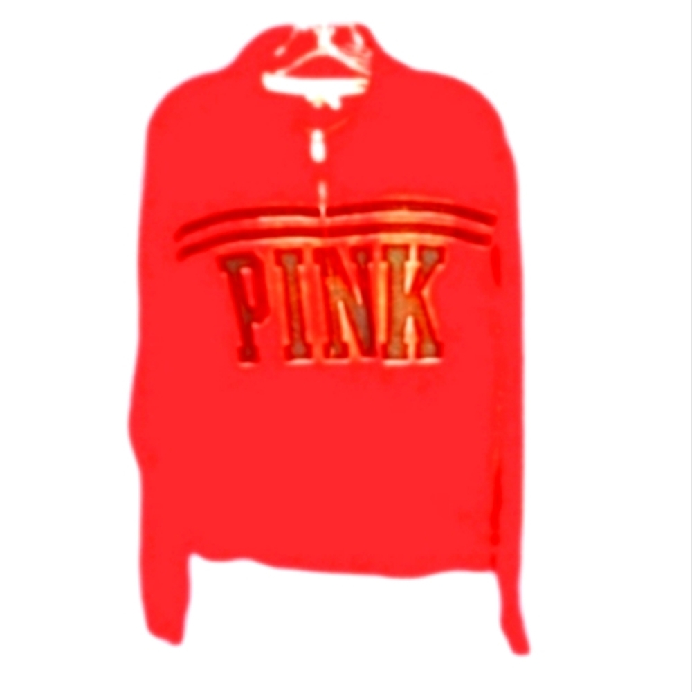 VS Pink M Pink/Black Half Zip Mock Turtleneck Long Sleeve Sweatshirt